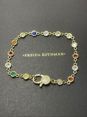 Freida Rothman Multi-Color Lumi Bezel Bracelet Brass Base $99 MSRP